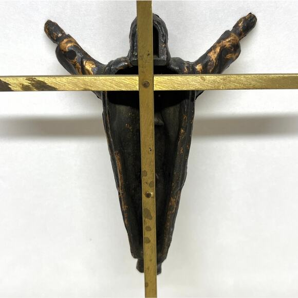 Vintage Metal Brass Cross with Risen Christ Crucifix Religious - Picture 4 of 6